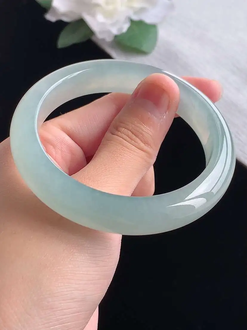 a货翡翠老坑冰种晴水正装正圈手镯55-56圈口  尺寸55.5×11.8×8.3mm 重量55.76g 1029