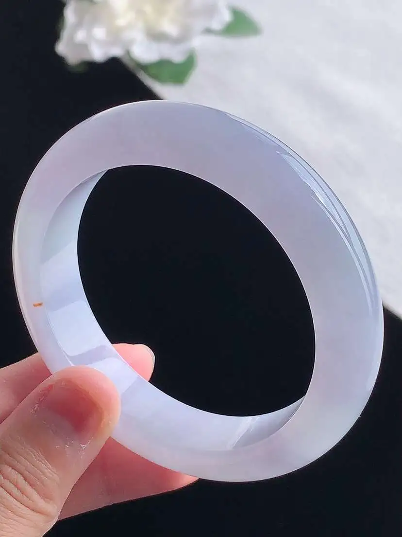 a货翡翠老坑冰种紫罗兰厚装正装正圈手镯56-57圈口 尺寸56×14×9.2mm 重量73.06g 