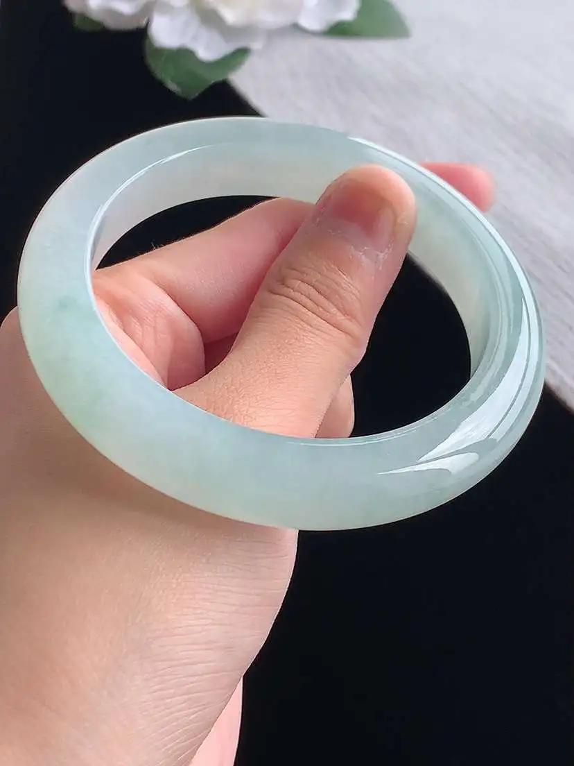 a货翡翠老坑冰种晴水厚装正装正圈手镯59-60大圈口  尺寸59.3×11.6×9.8mm 重量72.92g 1028