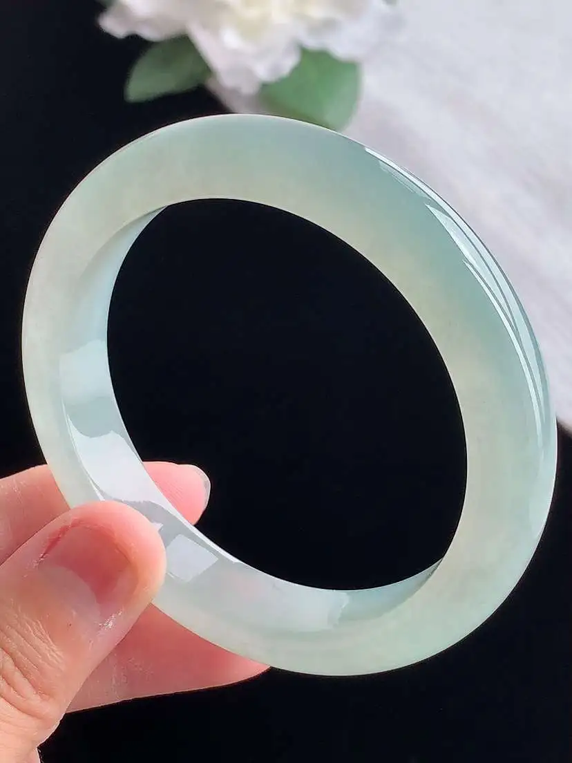 a货翡翠老坑冰种晴水正装正圈手镯55-56圈口  尺寸55.5×11.8×8.3mm 重量55.76g 1029