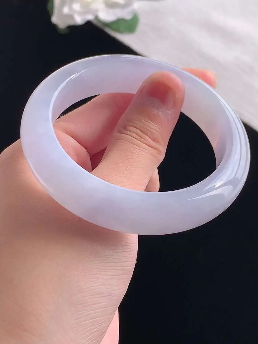 a货翡翠老坑冰种紫罗兰厚装正装正圈手镯56-57圈口 尺寸56×14×9.2mm 重量73.06g 1028