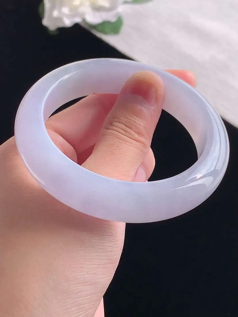 a货翡翠老坑冰种紫罗兰厚装正装正圈手镯56-57圈口 尺寸56×14×9.2mm 重量73.06g 1028