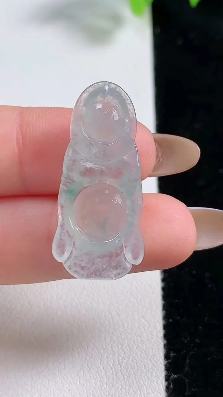 天然A货翡翠冰种飘花站佛 佛公吊坠，尺寸31.8-13.4-4.8，重量:3.22g
10月30日