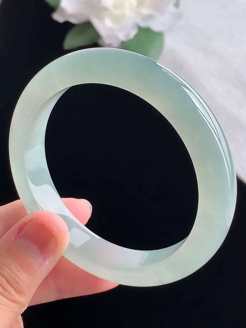 a货翡翠老坑冰种晴水正装正圈手镯55-56圈口  尺寸55.5×11.8×8.3mm 重量55.76g 1029