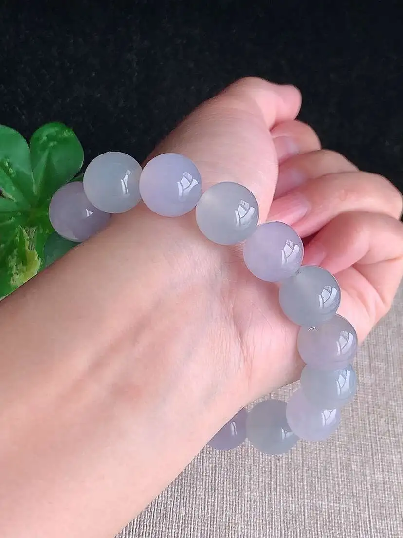 a货翡翠老坑冰种满绿白月光圆珠佛珠手串16颗 尺寸13.6mm 重量68.25g 1030