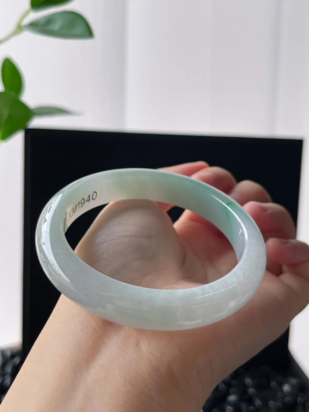 正圈58圈口，翡翠冰糯种飘花手镯