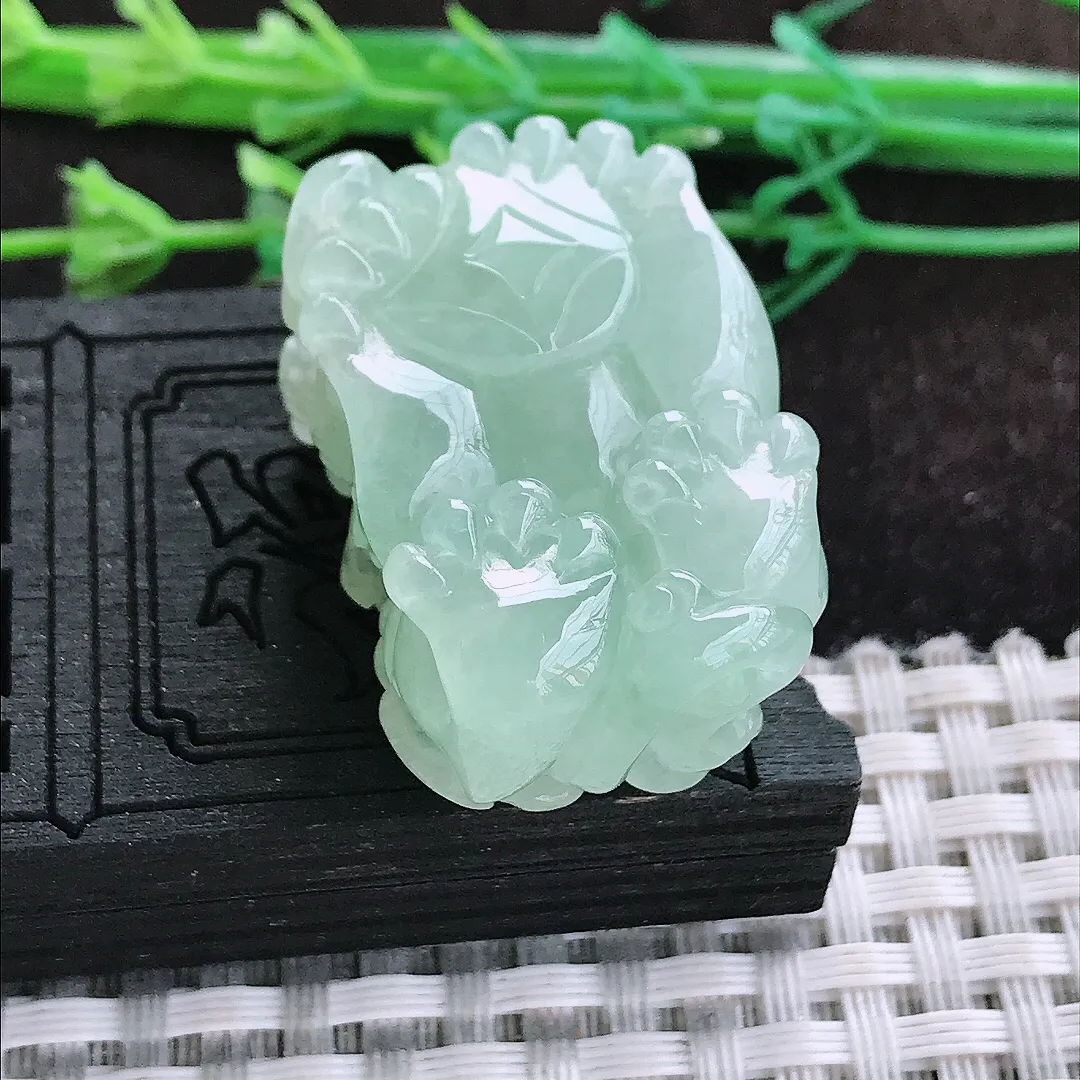 自然光34/21.8/18.3老坑冰胶水灵冰晴口含珠貔貅吊坠翡翠玉坠挂件