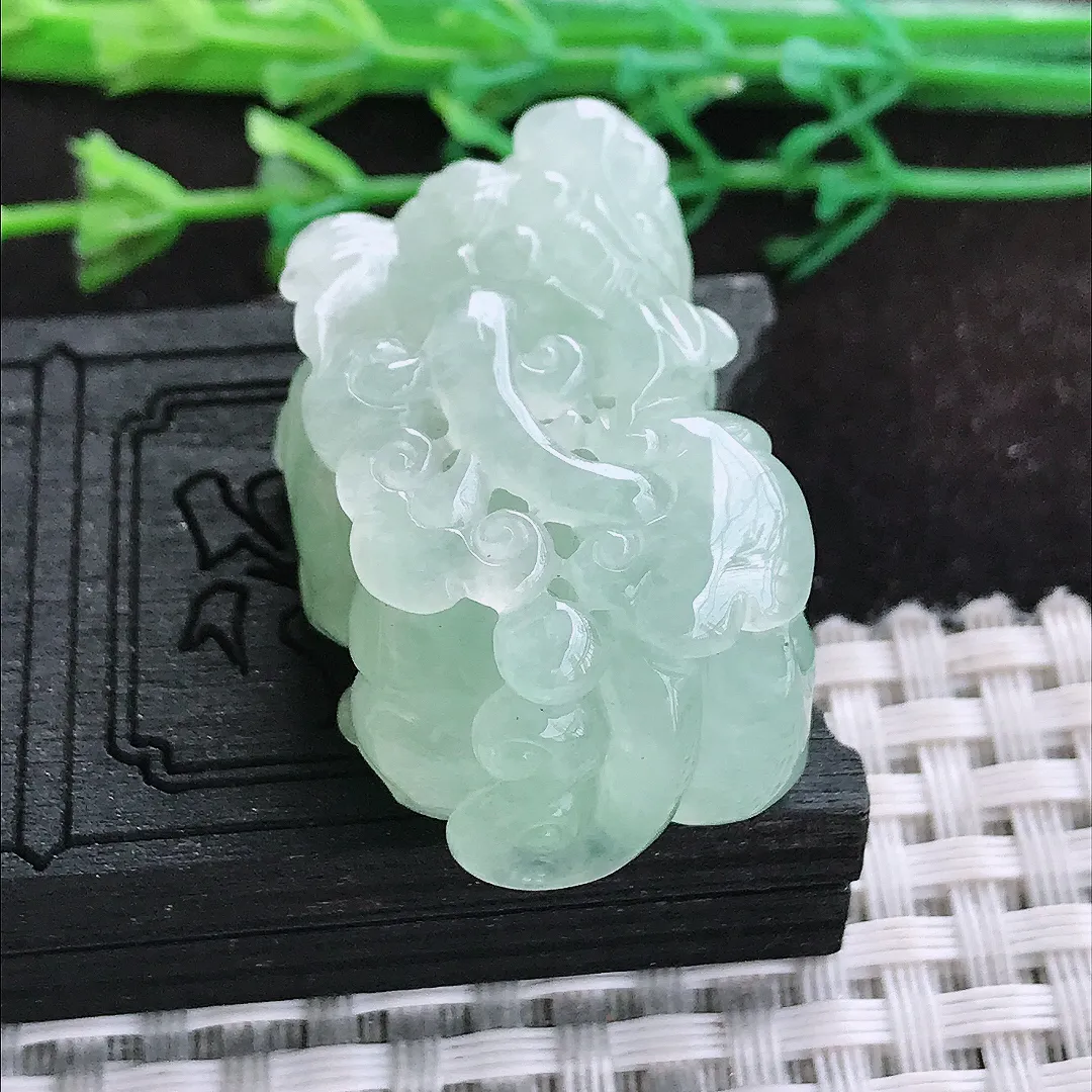自然光34/21.8/18.3老坑冰胶水灵冰晴口含珠貔貅吊坠翡翠玉坠挂件