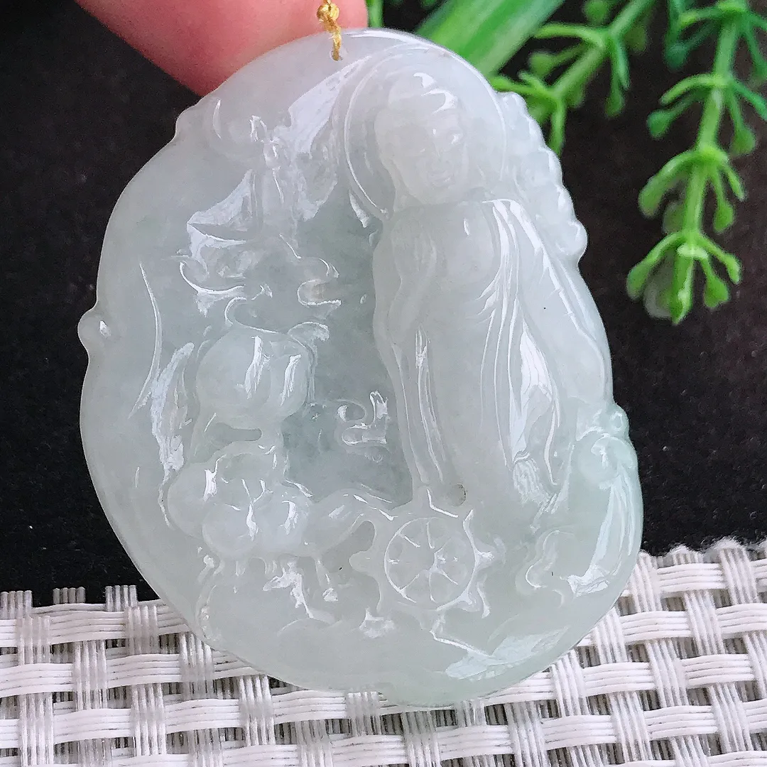 自然光53/41/6.5老坑秀气冰润阿弥陀佛吊坠翡翠玉佛挂件