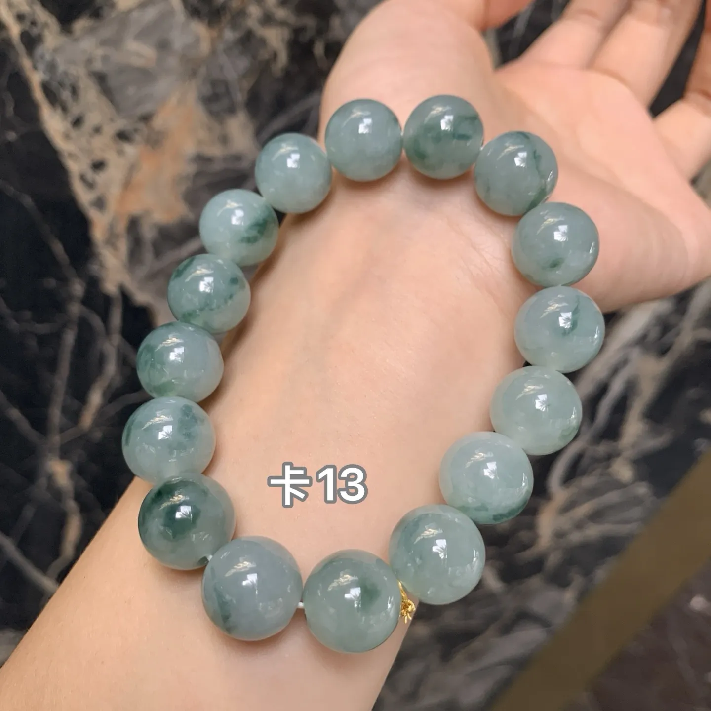 冰糯种.飘花佛珠手串