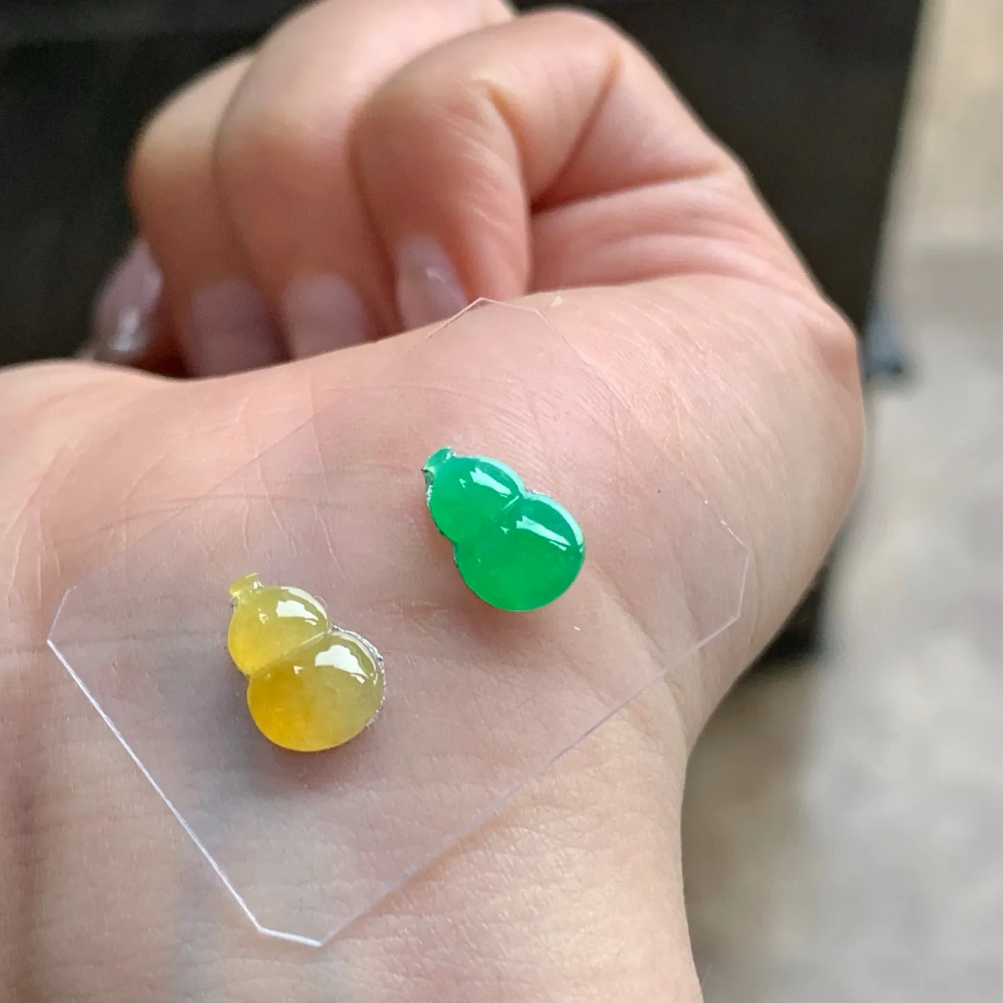 黄加绿葫芦一对^_^清新 细腻 水润 尺寸10