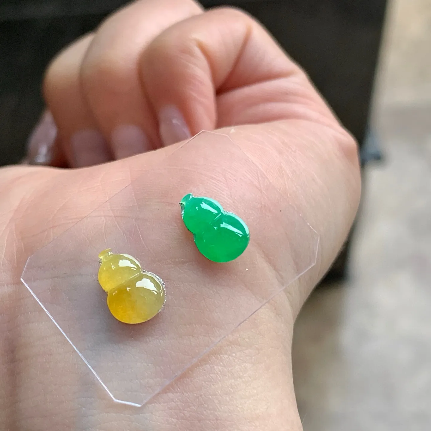 黄加绿葫芦一对^_^清新 细腻 水润 尺寸10