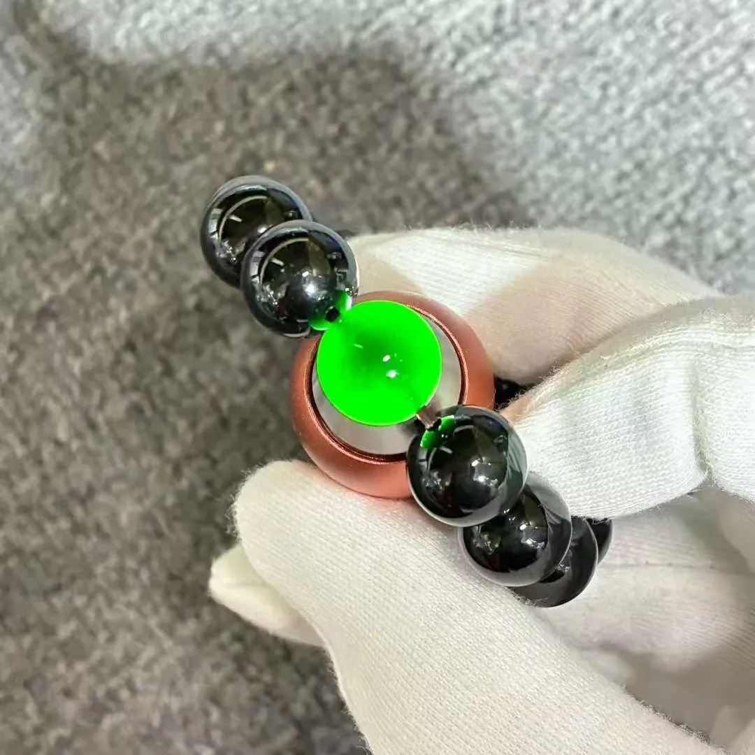 墨翠精品手串 尺寸:12mm 17颗 黑度极黑 透光色绿水长 佩戴大气