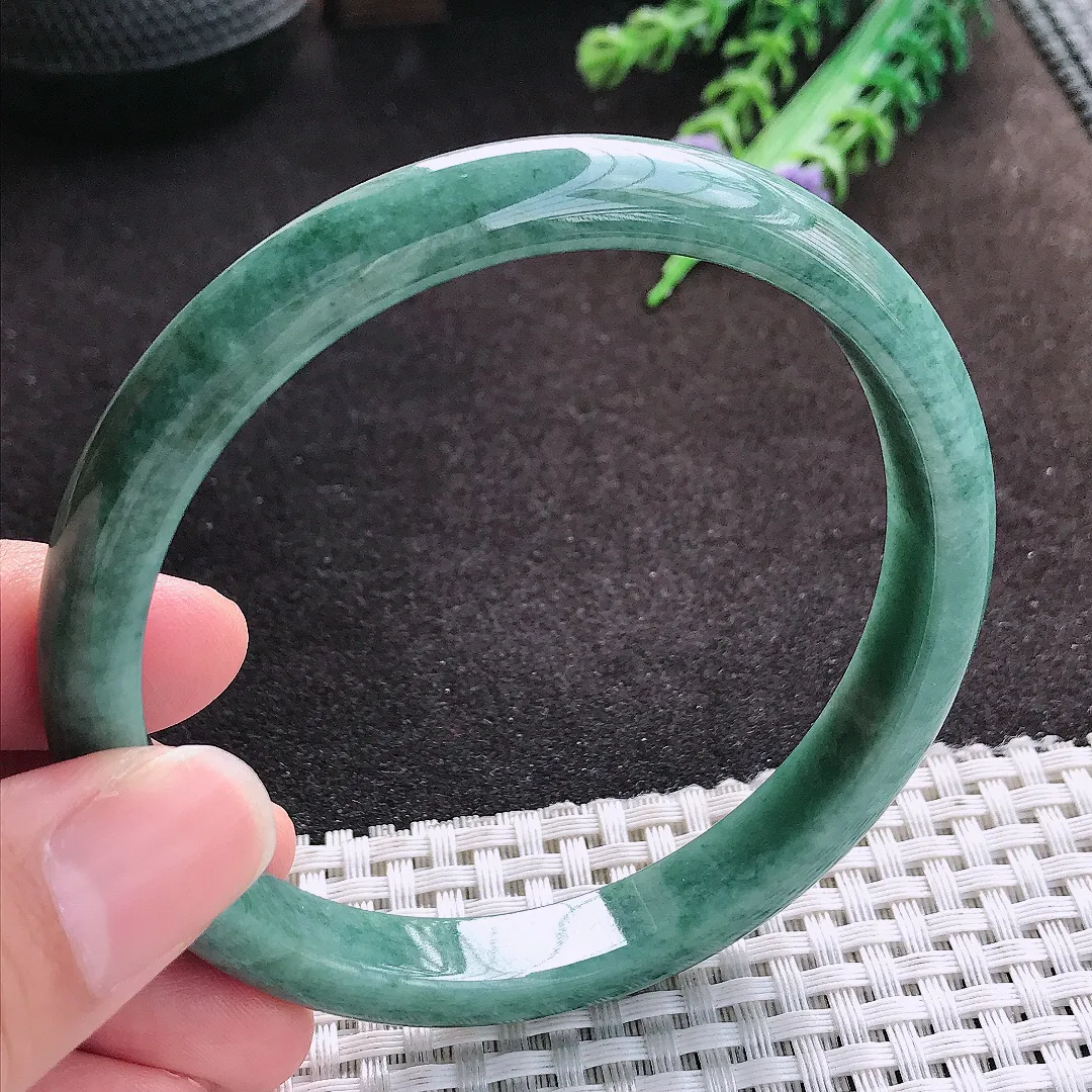 自然光64/9.8/7老坑秀气温润满色大圈口手镯宽边翡翠玉镯美人镯