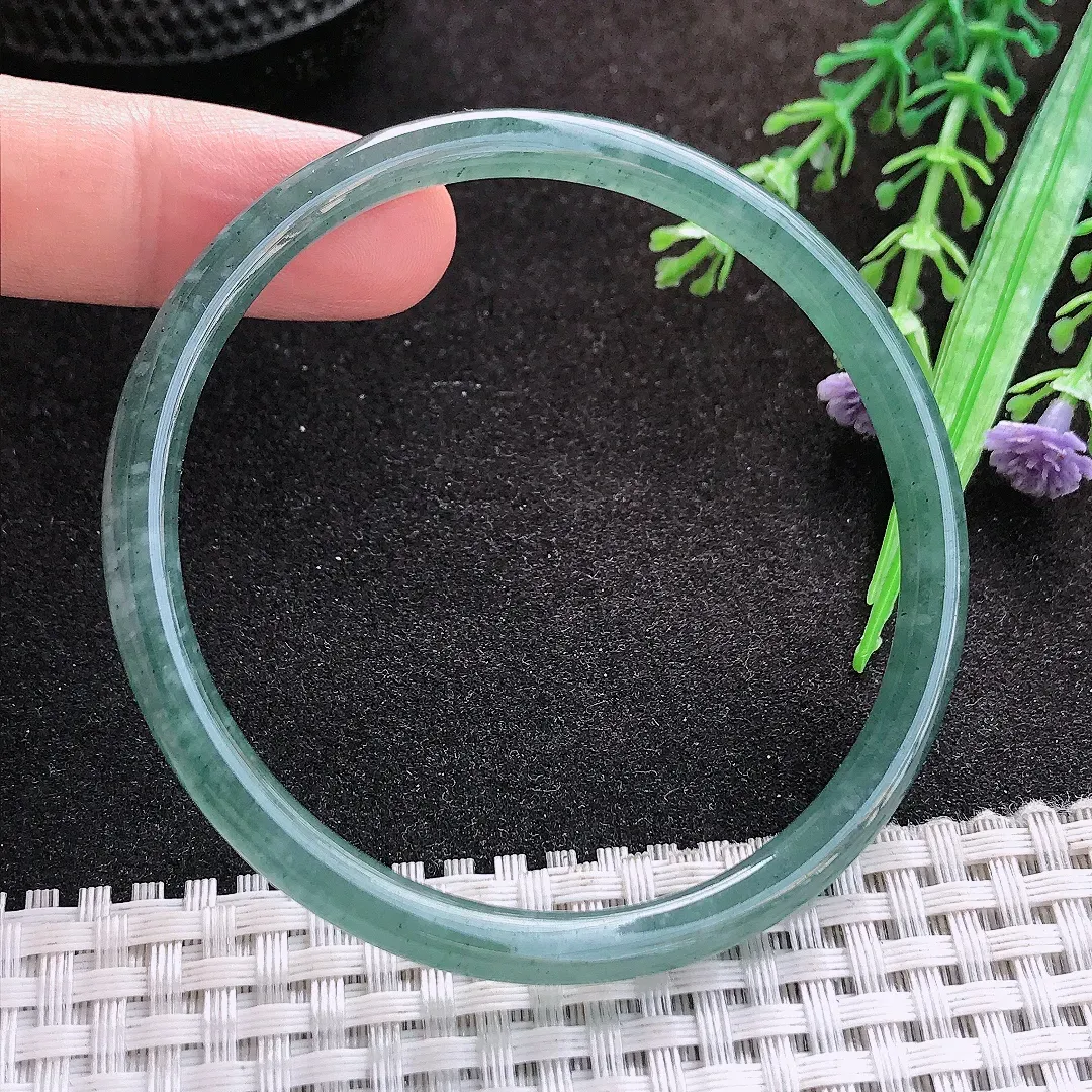 自然光59/5.4老坑冰胶水灵满色细条叮当手镯翡翠玉镯美人镯