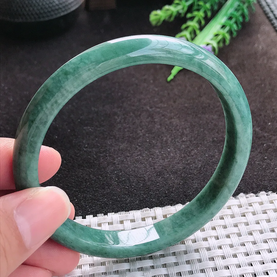 自然光64/9.8/7老坑秀气温润满色大圈口手镯宽边翡翠玉镯美人镯