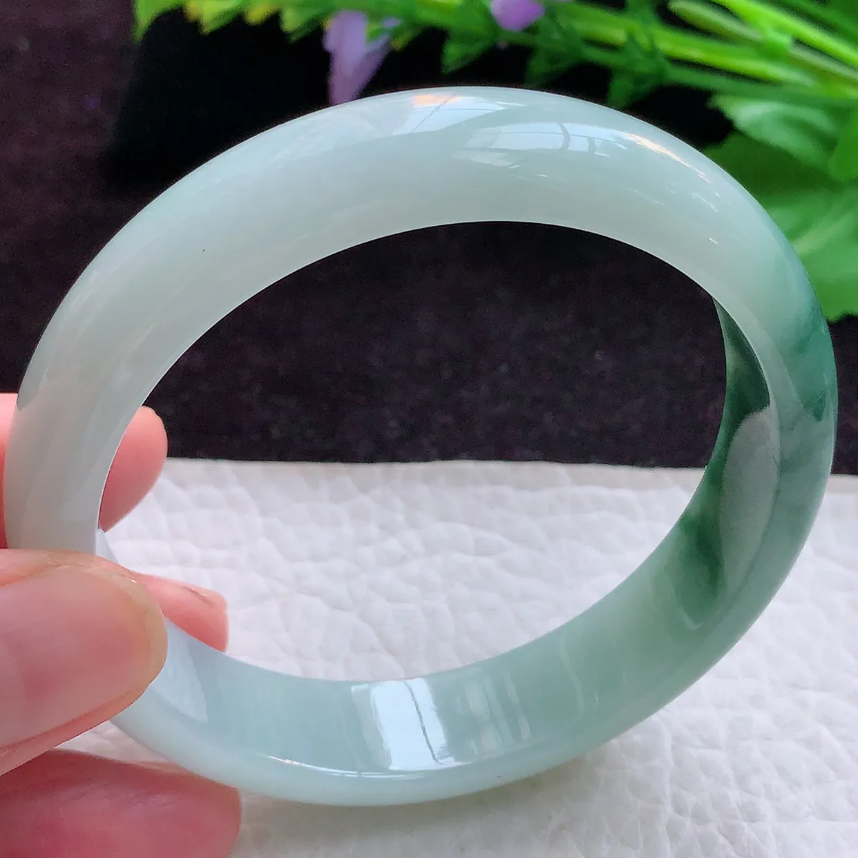 js实拍59*13.8*7.2平安镯 缅甸翡翠A货半山半水招财宽边玉手镯玉手环