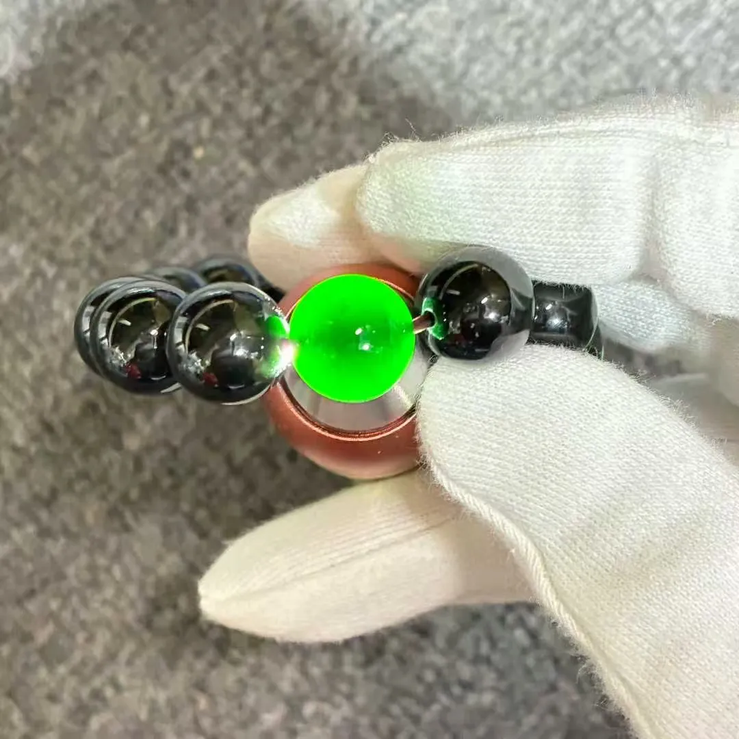 墨翠精品手串 尺寸:12mm 17颗 黑度极黑 透光色绿水长 佩戴大气