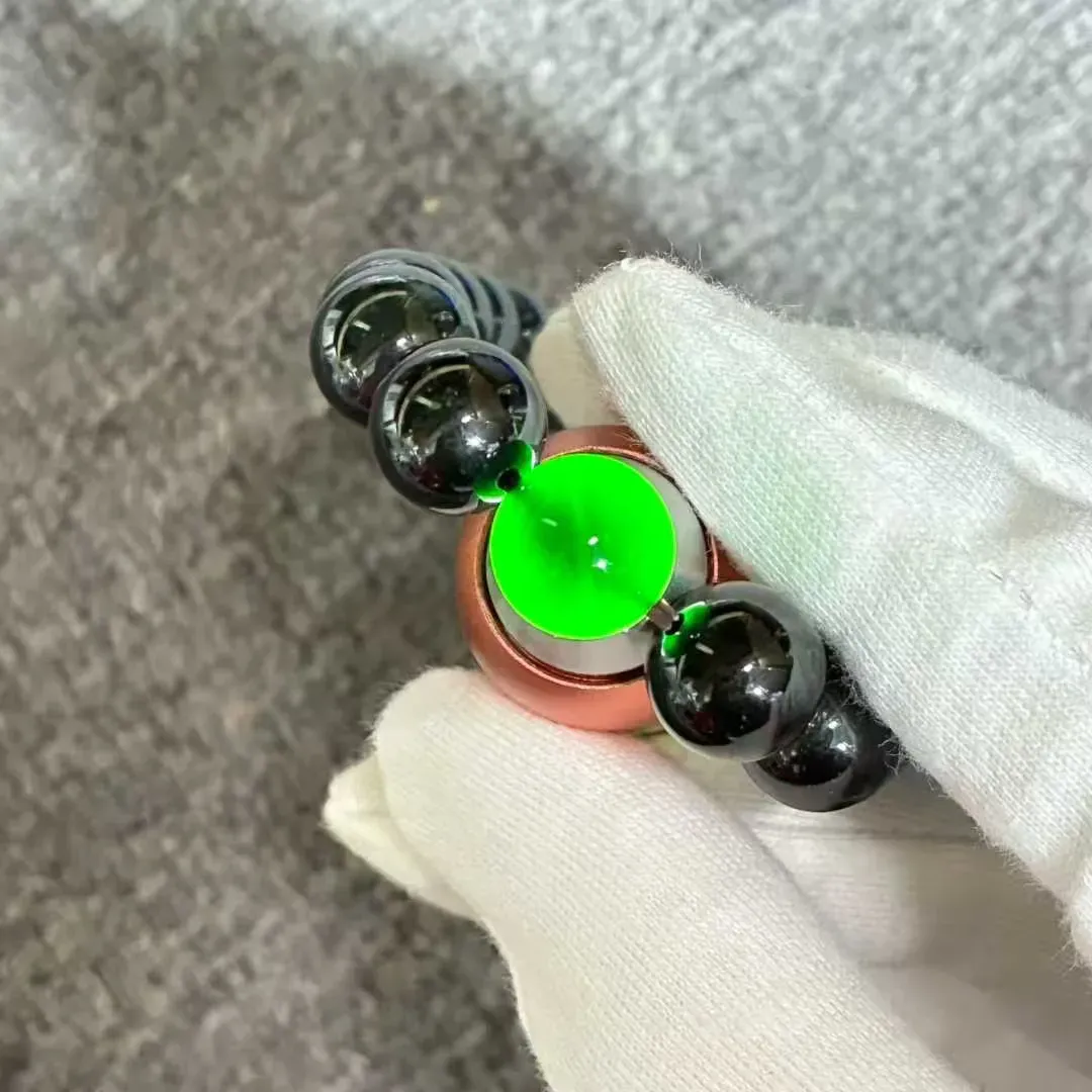 墨翠精品手串 尺寸:12mm 17颗 黑度极黑 透光色绿水长 佩戴大气