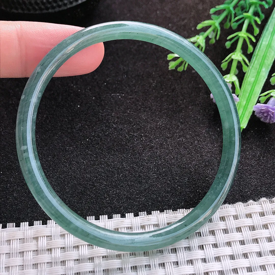 自然光59/5.4老坑冰胶水灵满色细条叮当手镯翡翠玉镯美人镯
