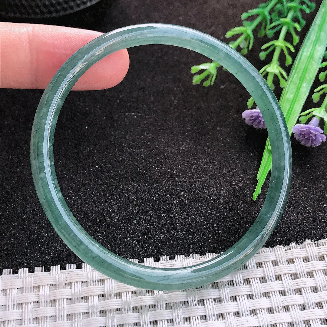 自然光59/5.4老坑冰胶水灵满色细条叮当手镯翡翠玉镯美人镯
