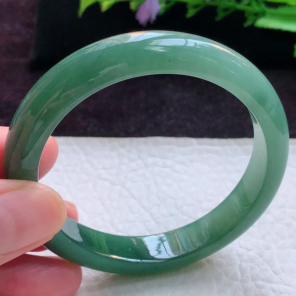 js实拍57*51*10.3*7.2贵妃镯 缅甸翡翠A货冰油宽边玉手镯玉手环