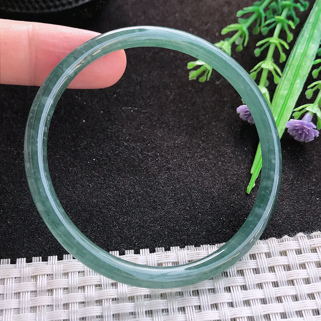 自然光59/5.4老坑冰胶水灵满色细条叮当手镯翡翠玉镯美人镯