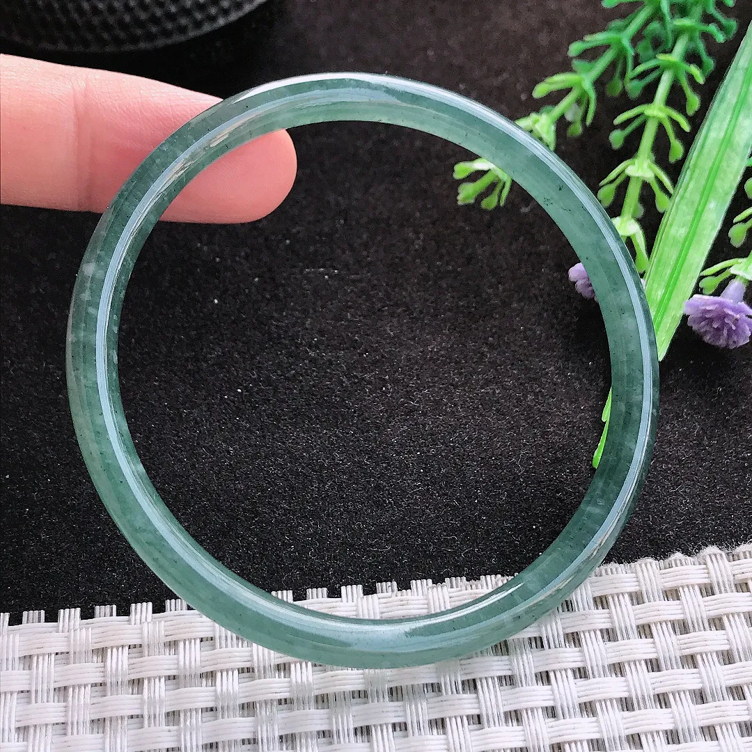 自然光59/5.4老坑冰胶水灵满色细条叮当手镯翡翠玉镯美人镯