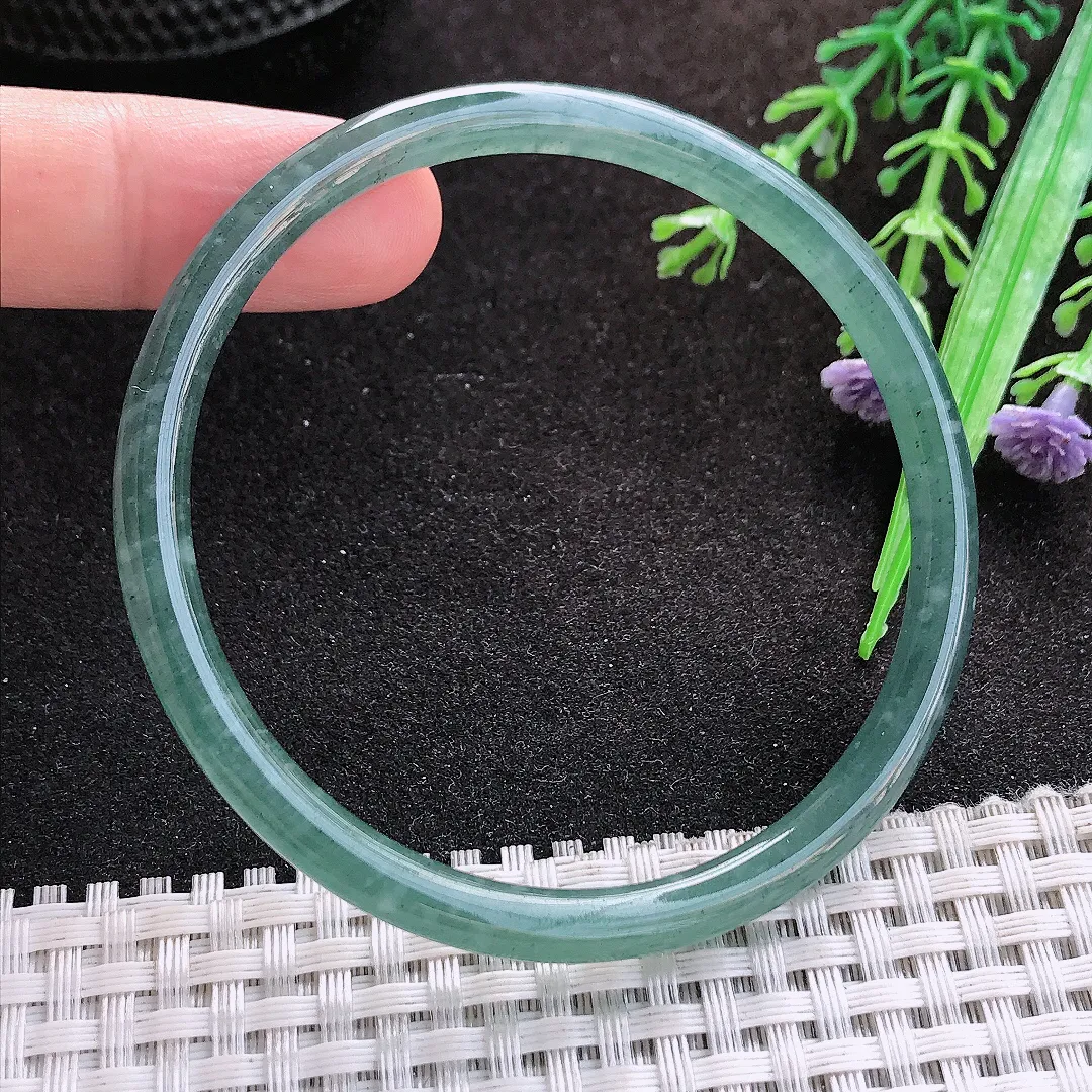 自然光59/5.4老坑冰胶水灵满色细条叮当手镯翡翠玉镯美人镯