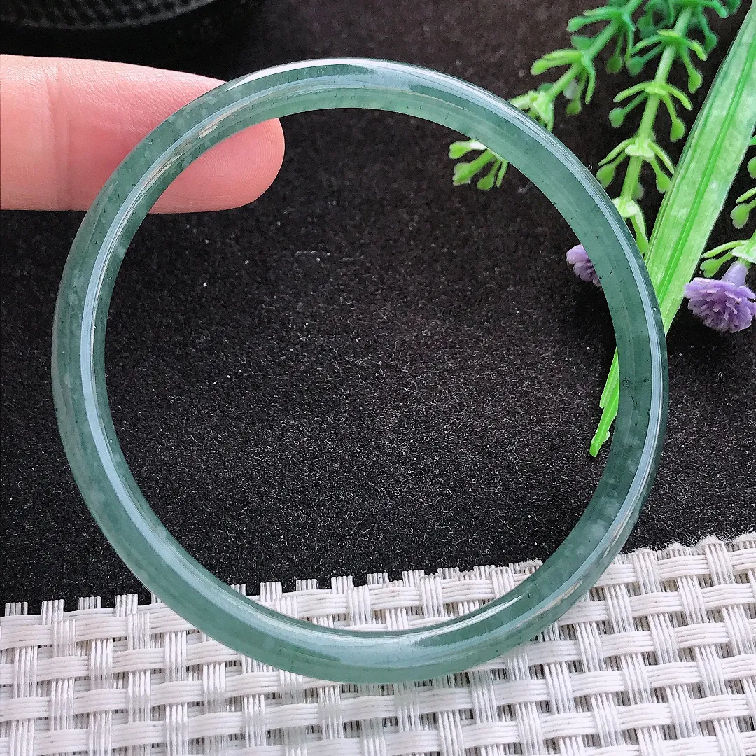 自然光59/5.4老坑冰胶水灵满色细条叮当手镯翡翠玉镯美人镯