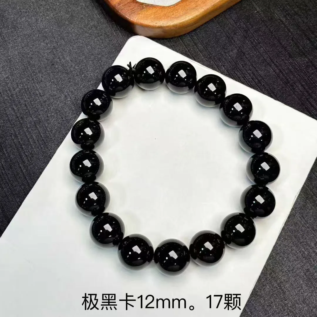 墨翠精品手串 尺寸:12mm 17颗 黑度极黑 透光色绿水长 佩戴大气