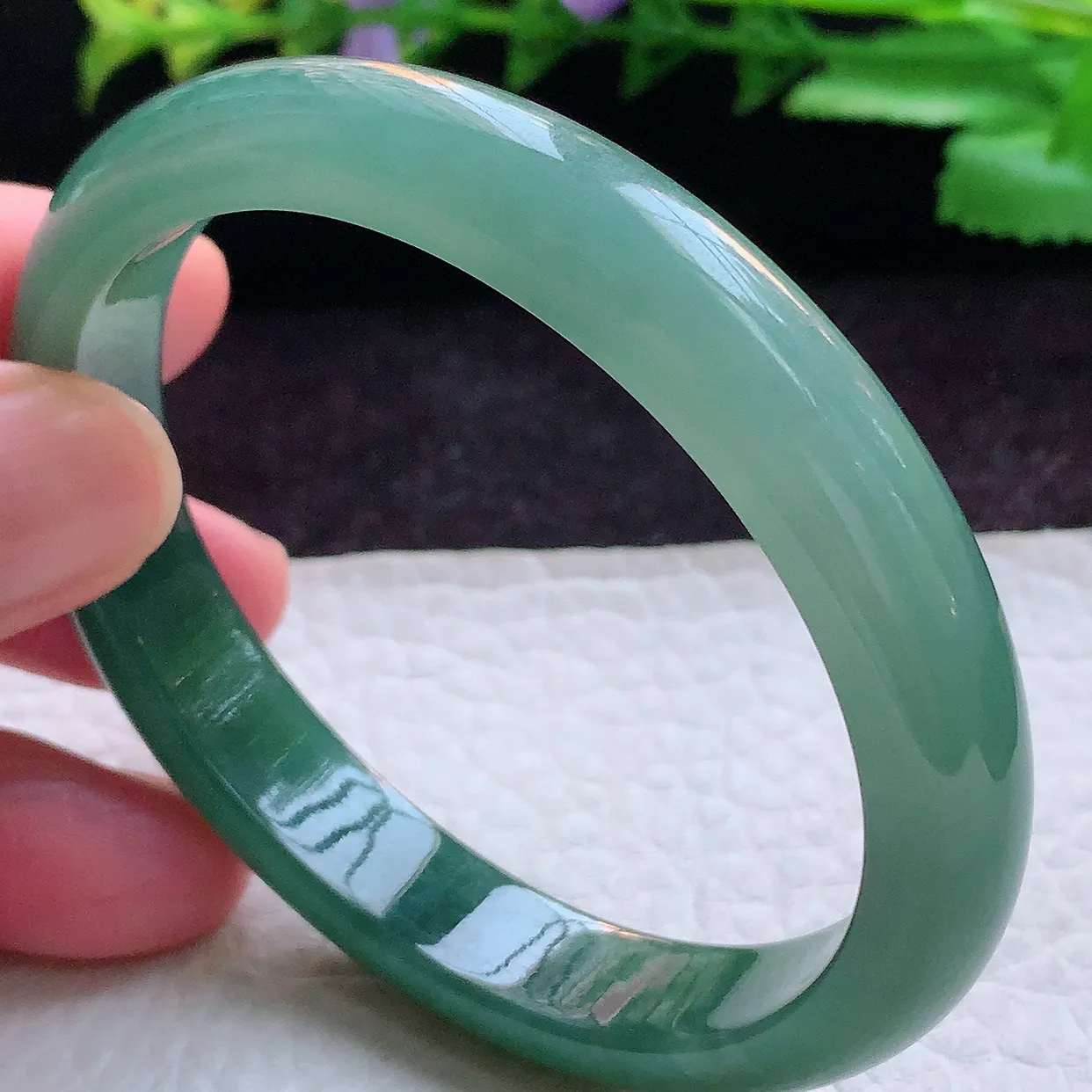 js实拍57*51*10.3*7.2贵妃镯 缅甸翡翠A货冰油宽边玉手镯玉手环
