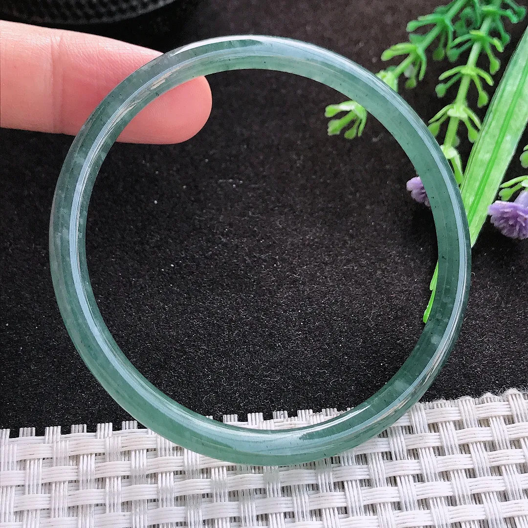 自然光59/5.4老坑冰胶水灵满色细条叮当手镯翡翠玉镯美人镯