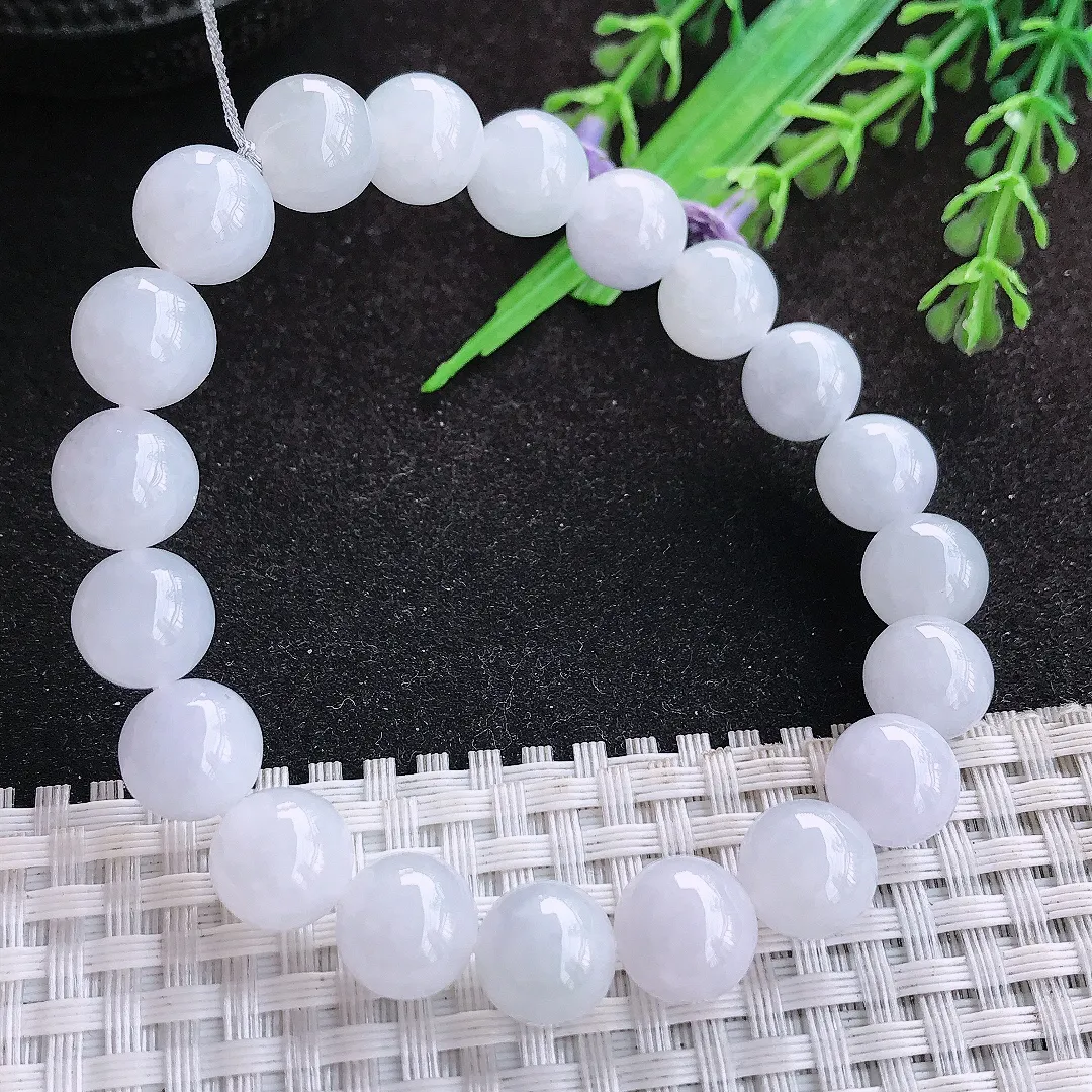 自然光9.8/20老坑秀气冰润圆珠手链翡翠玉珠手串百搭