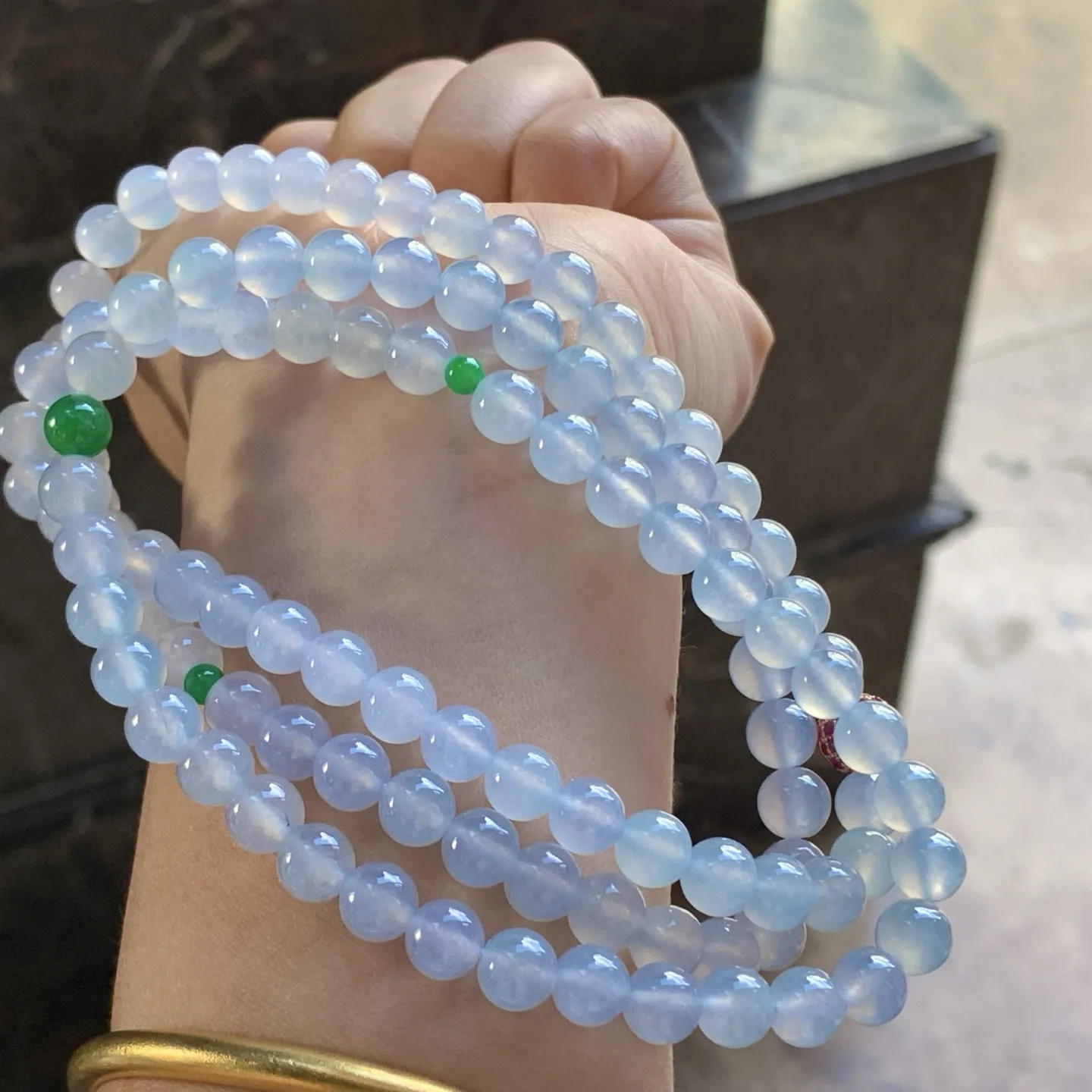 冰种珠串^_^冰透清新 水润 尺寸7