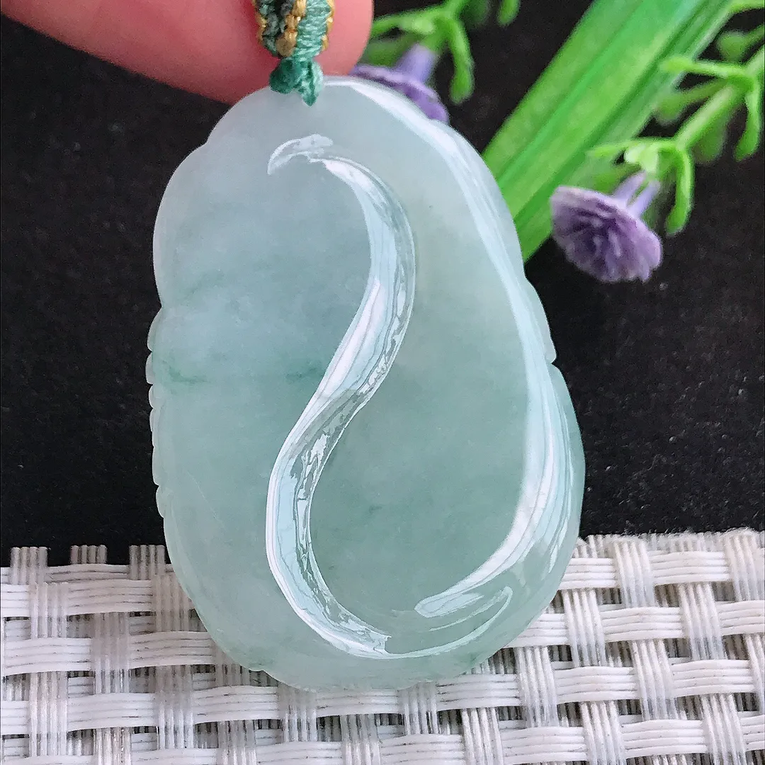 自然光42/29.8/6.3老坑秀气冰润飘花凤凰牌挂件翡翠玉吊坠百搭
