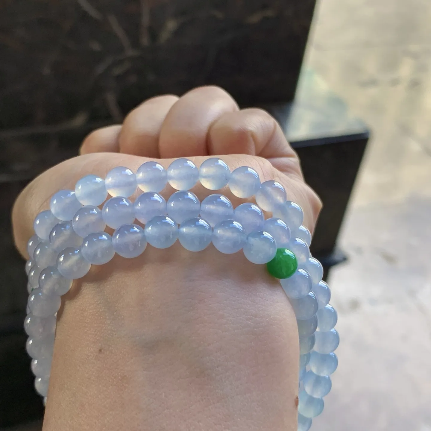 冰种珠串^_^冰透清新 水润 尺寸7