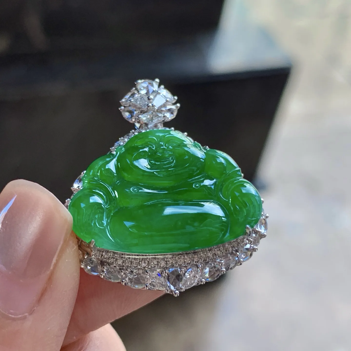 金钻镶嵌辣绿色佛公^_^鲜艳