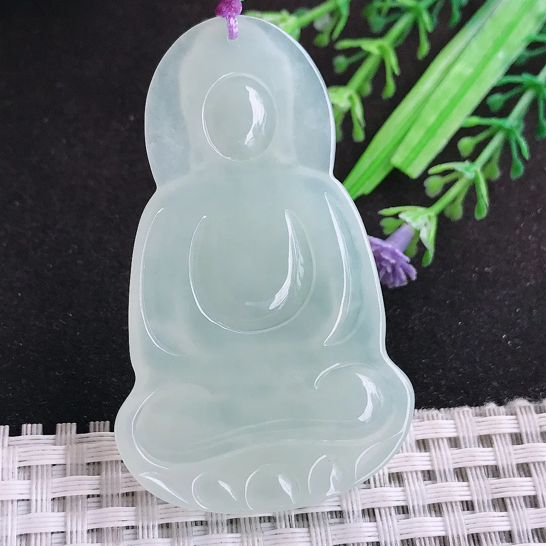 自然光58.5/35.9/5.8老坑冰透起胶冰晴大日如来佛挂件翡翠玉吊坠百搭