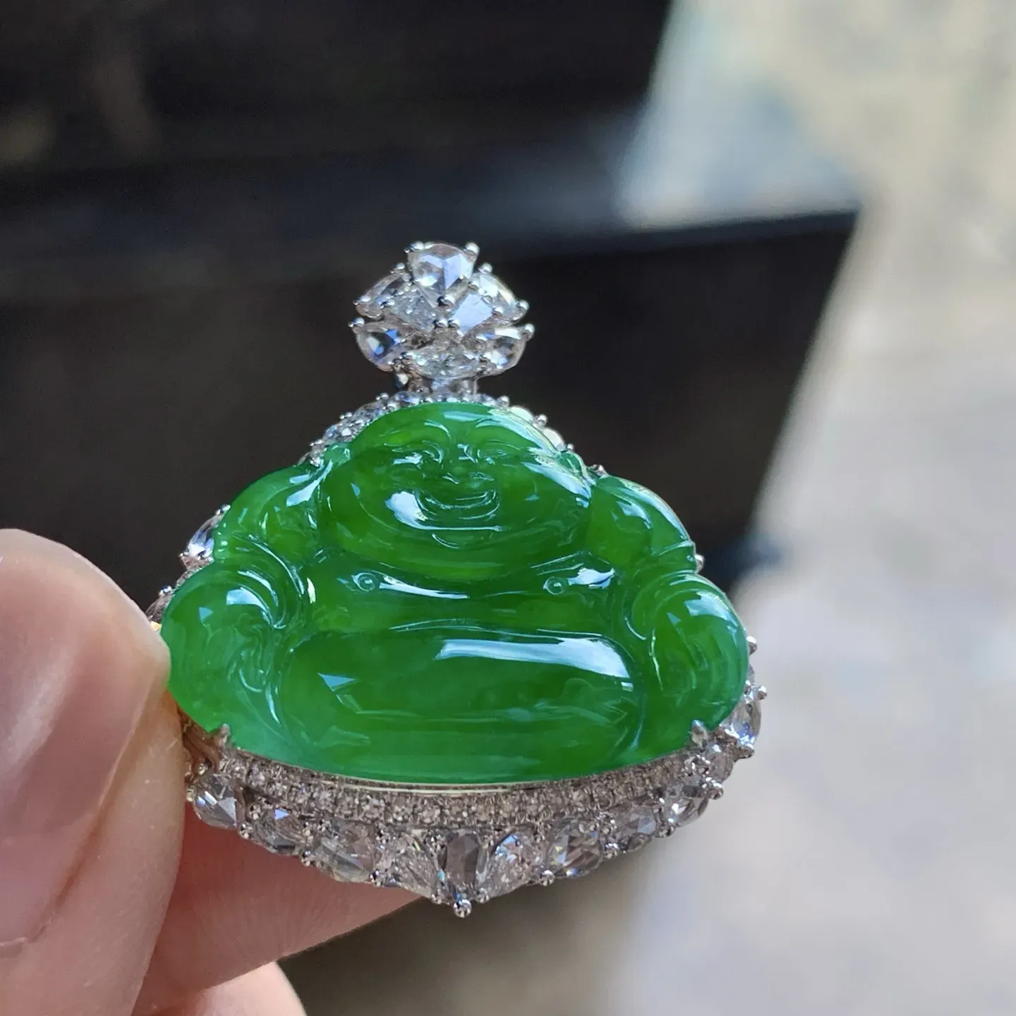 金钻镶嵌辣绿色佛公^_^鲜艳