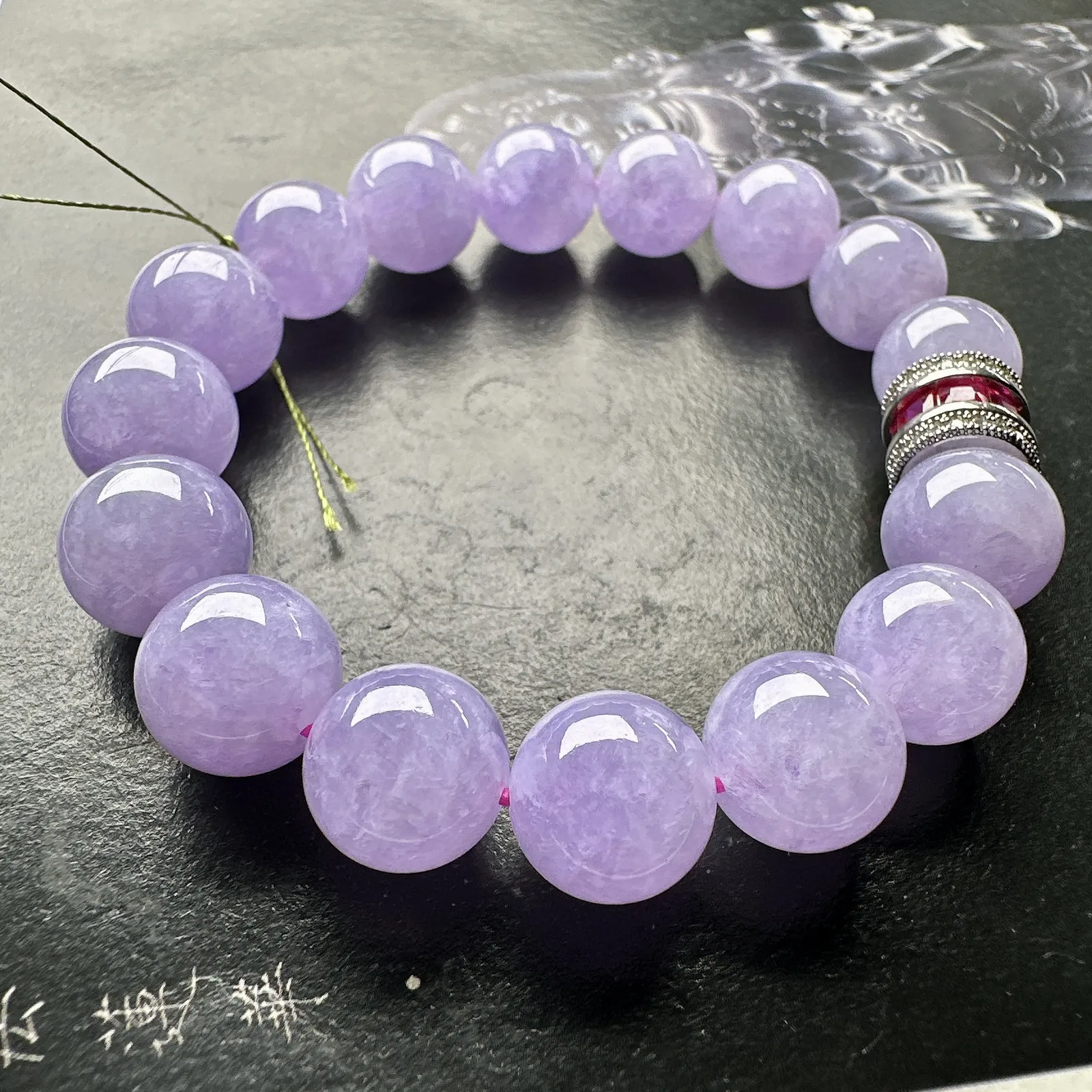 【冰种紫圆珠手串】种地上乘，冰感十足，通透起光，饱满圆润，直径10.8-11.3之间