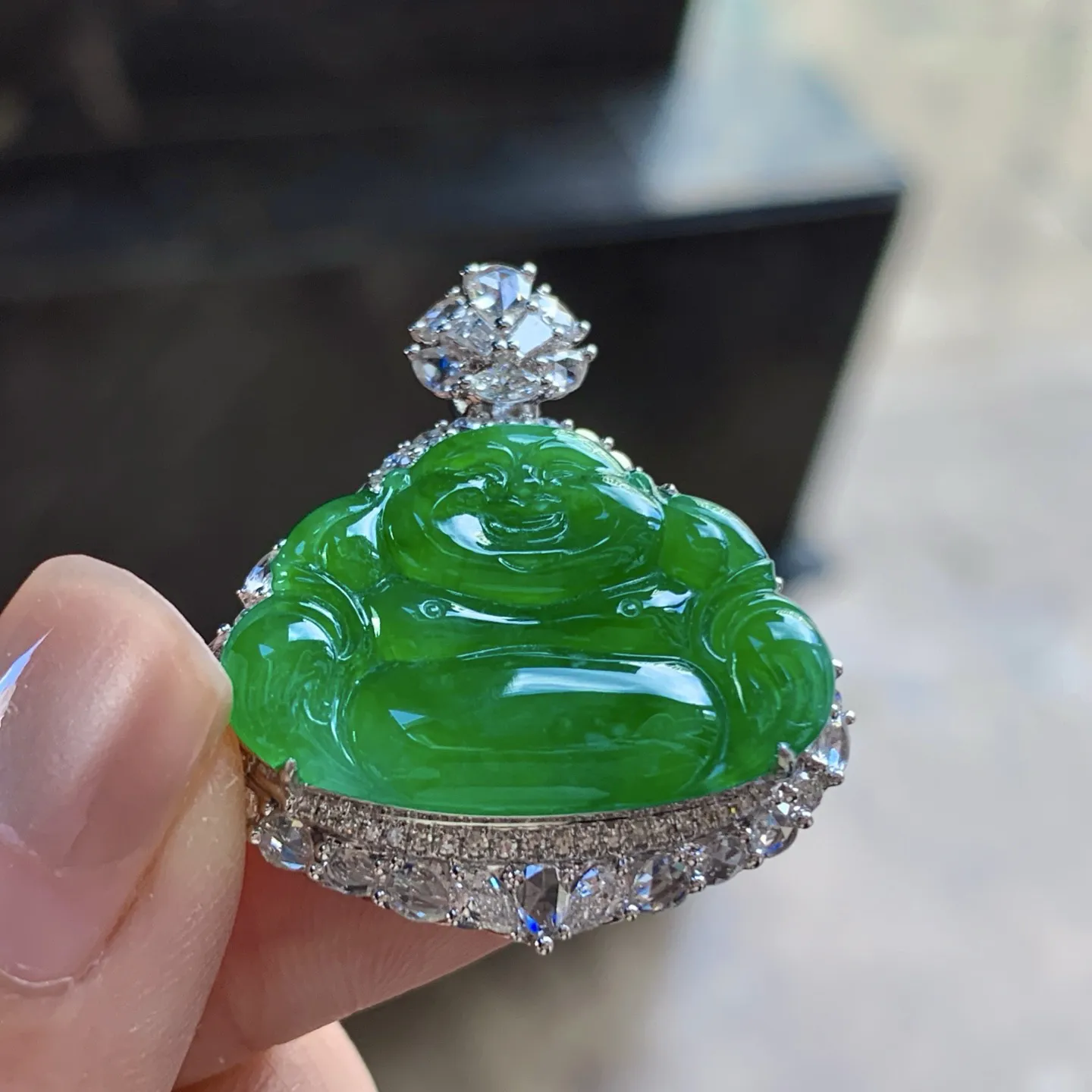 金钻镶嵌辣绿色佛公^_^鲜艳