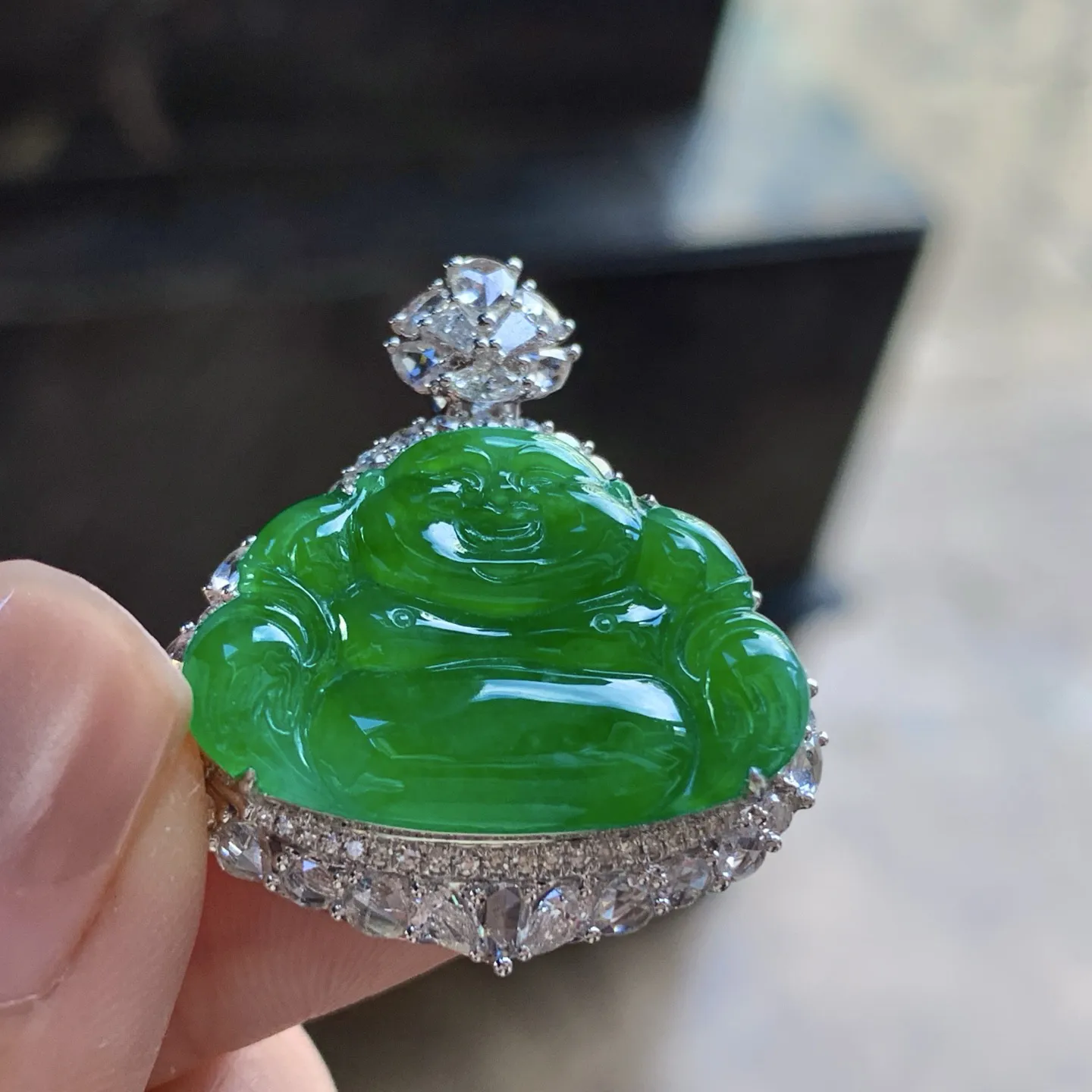 金钻镶嵌辣绿色佛公^_^鲜艳