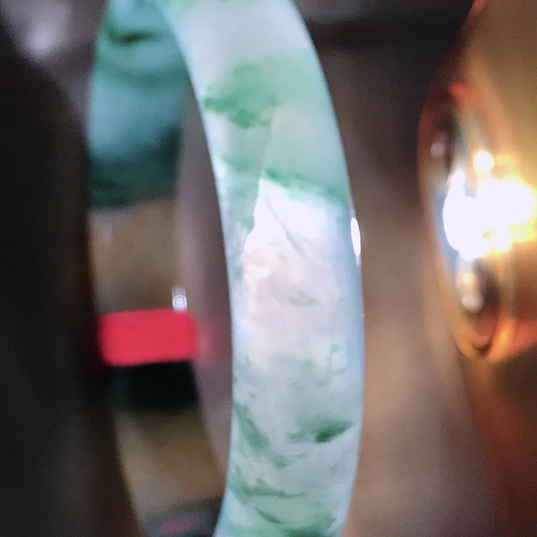 自然光54/10.5/7.5老坑冰胶水灵艳丽福禄寿三彩手镯宽边玉镯子美人镯手环