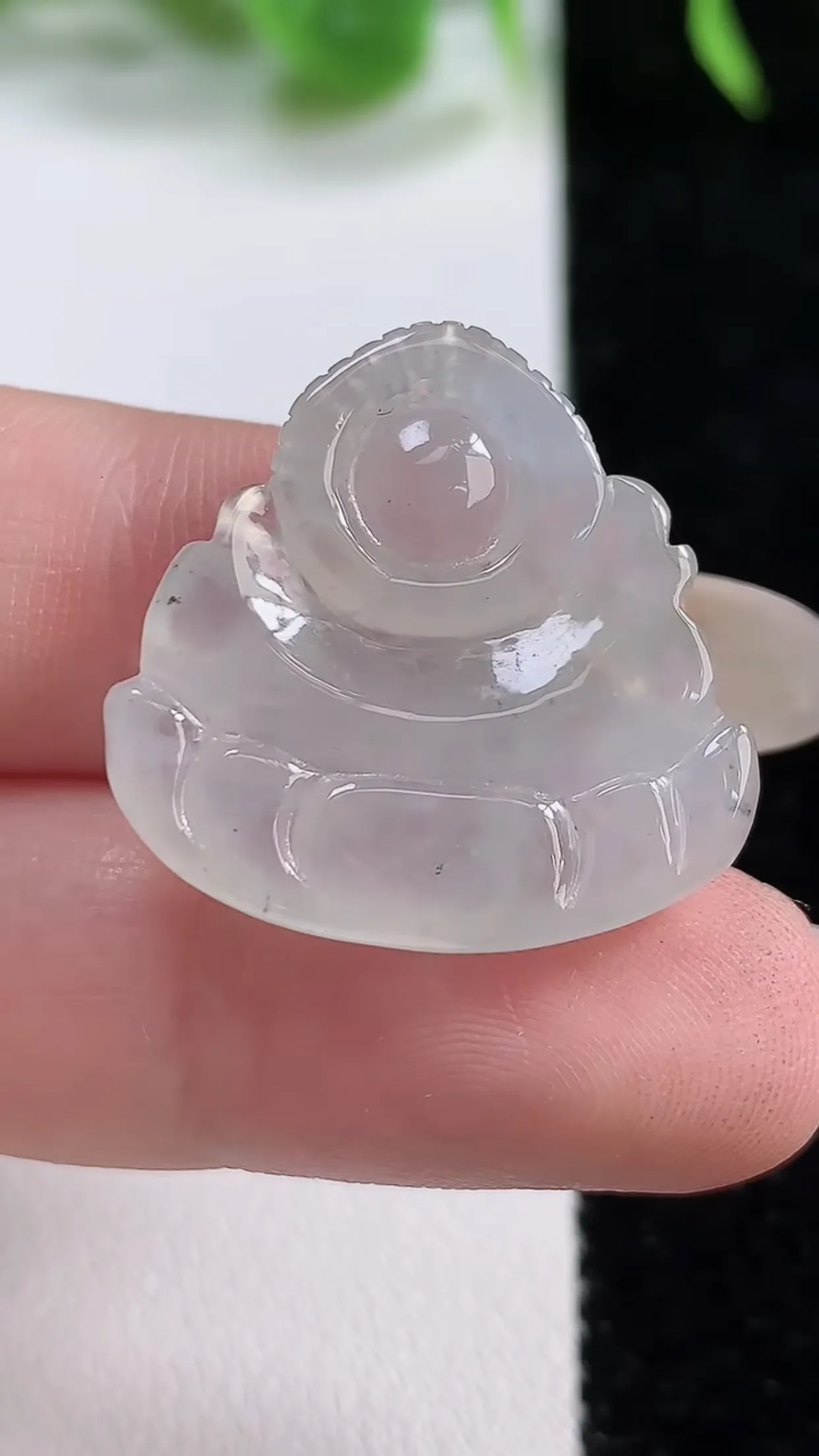 缅甸天然翡翠a货 老坑料起胶冰种 白冰宝宝佛吊坠，尺寸23.6-24.4-5.8mm  y 5.23