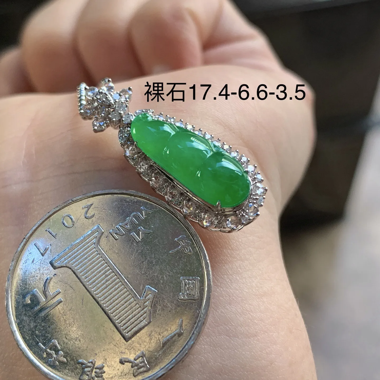 金钻镶嵌辣绿色豆子