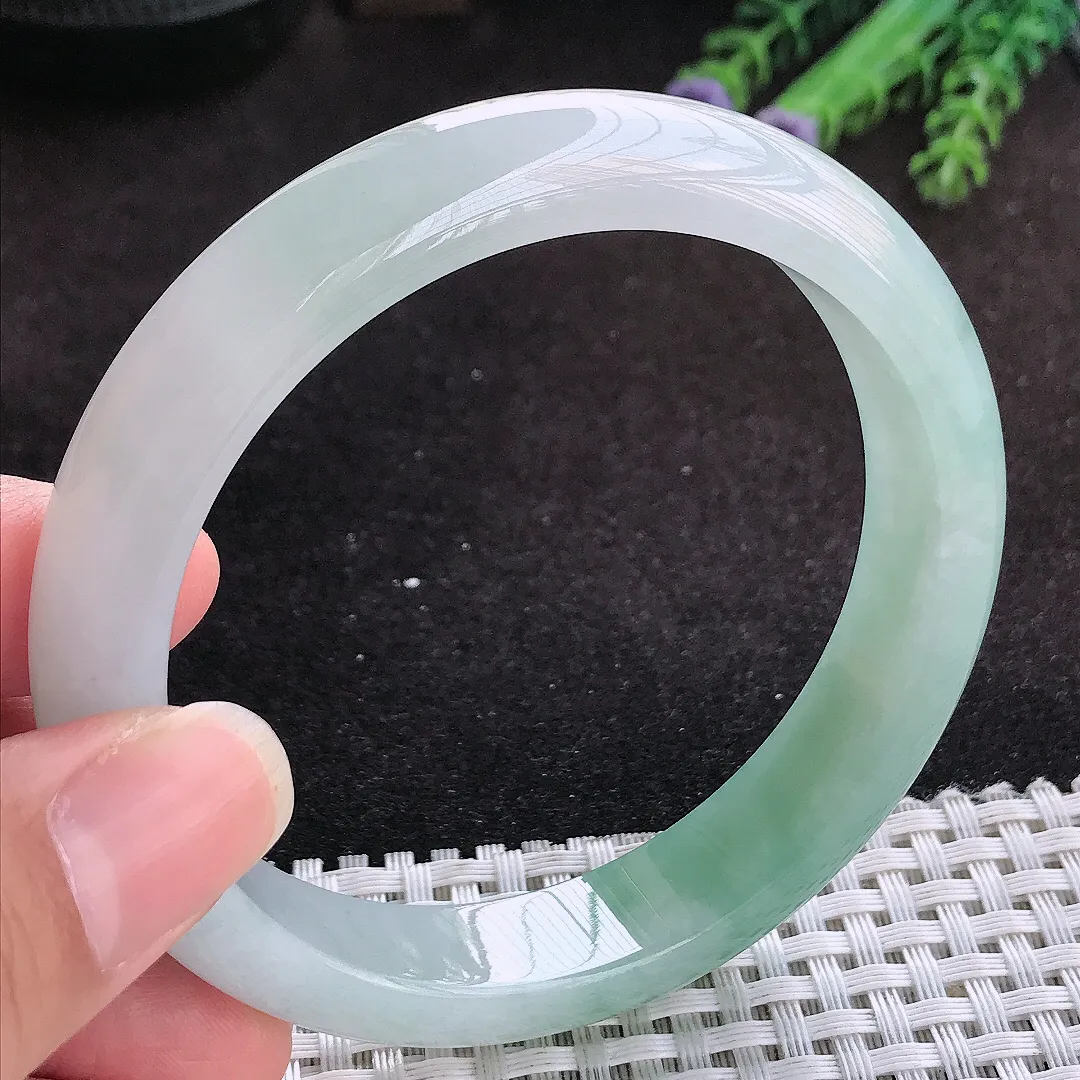 自然光61/12.8/8.2老坑冰胶水灵冰晴手镯大圈口玉镯子美人镯手环