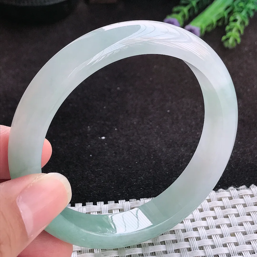 自然光61/12.8/8.2老坑冰胶水灵冰晴手镯大圈口玉镯子美人镯手环