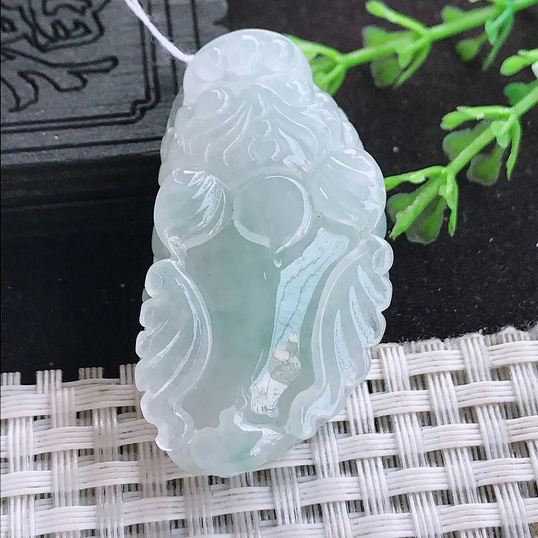 自然光43/23.8/11老坑冰透果冻胶飞天貔貅挂件翡翠玉吊坠百搭