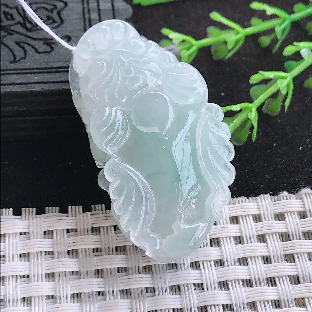 自然光43/23.8/11老坑冰透果冻胶飞天貔貅挂件翡翠玉吊坠百搭